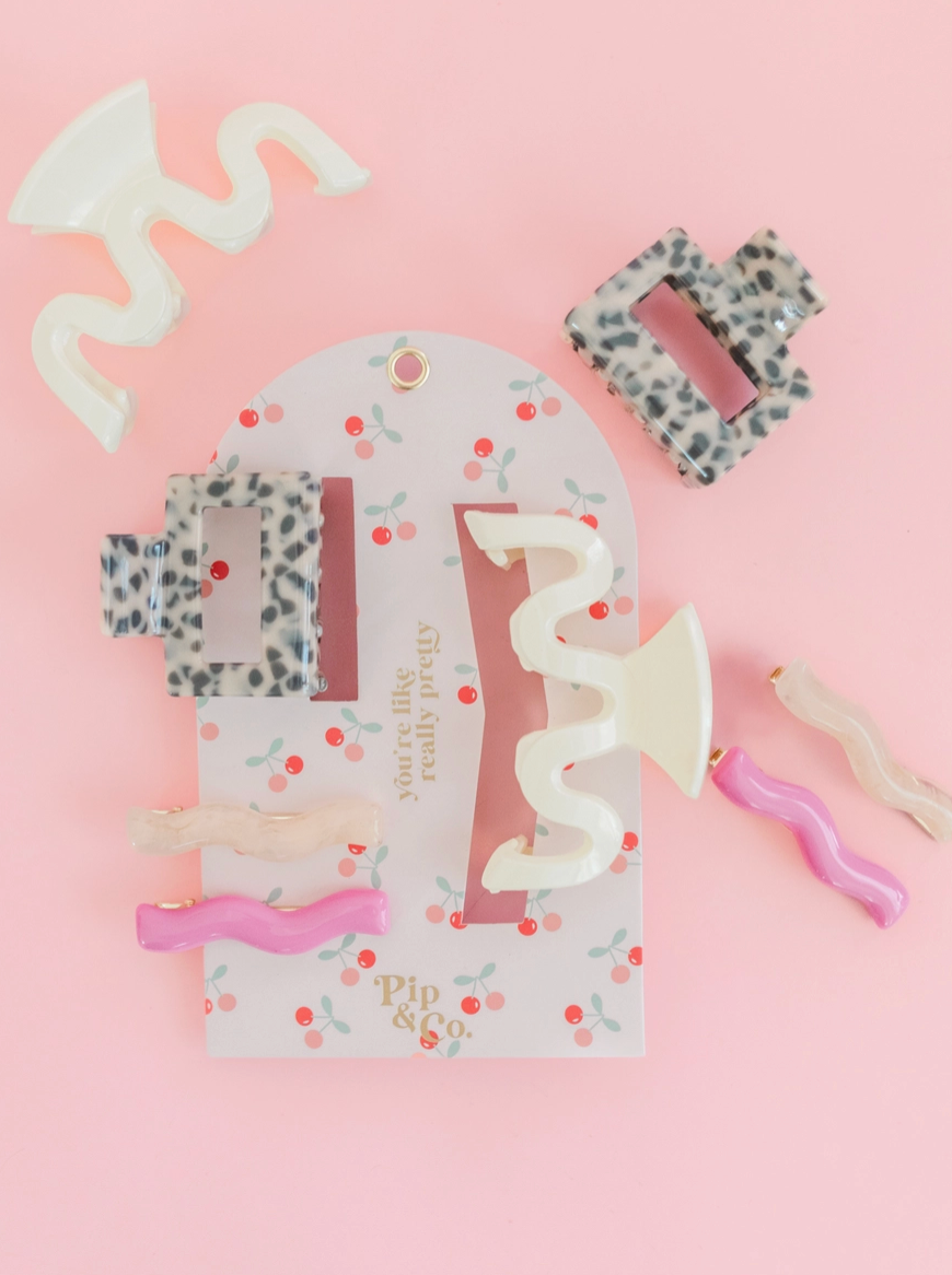 Pink & Leopard Claw Clip Set