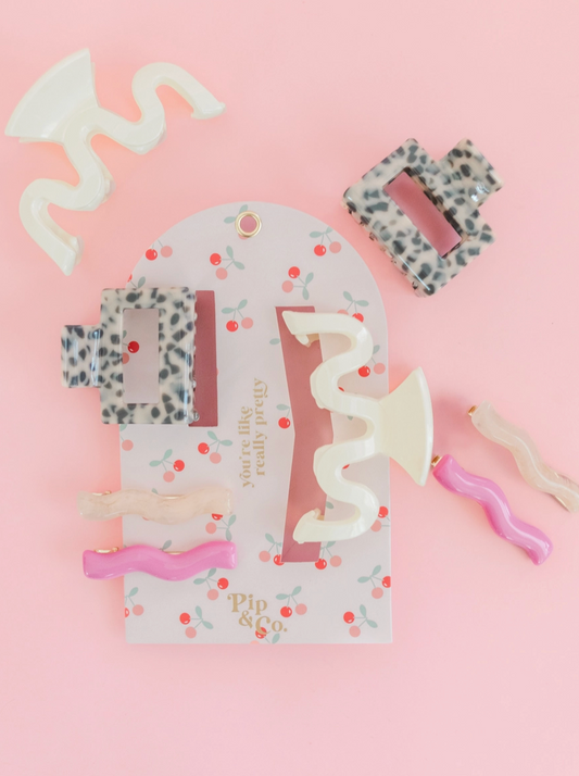 Pink & Leopard Claw Clip Set