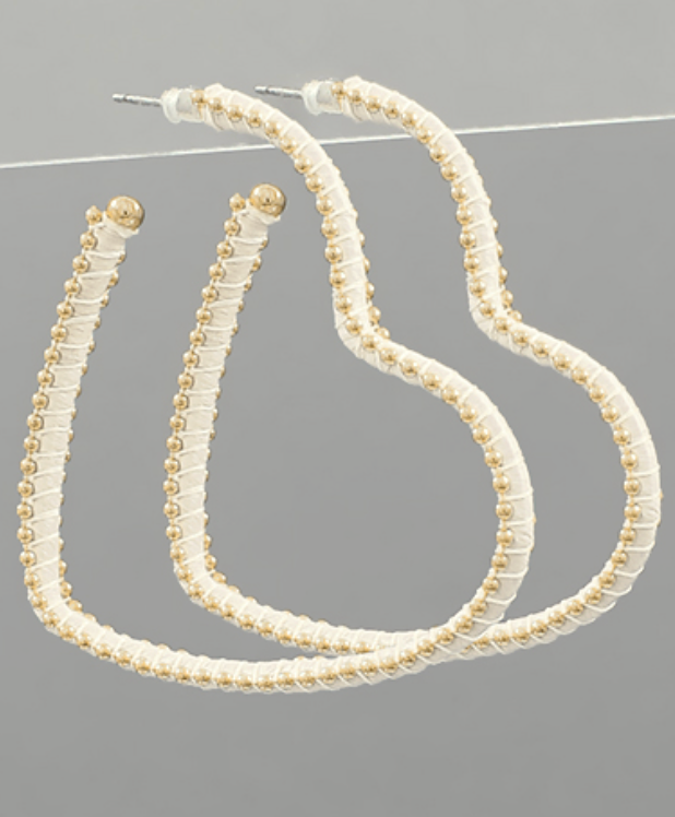 Raffia Wrapped Heart Hoops