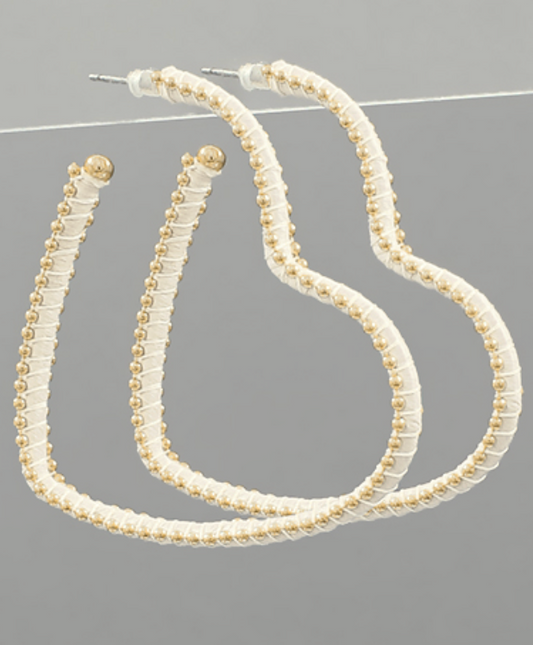 Raffia Wrapped Heart Hoops