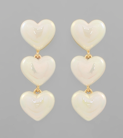 3 Heart Drop Earrings