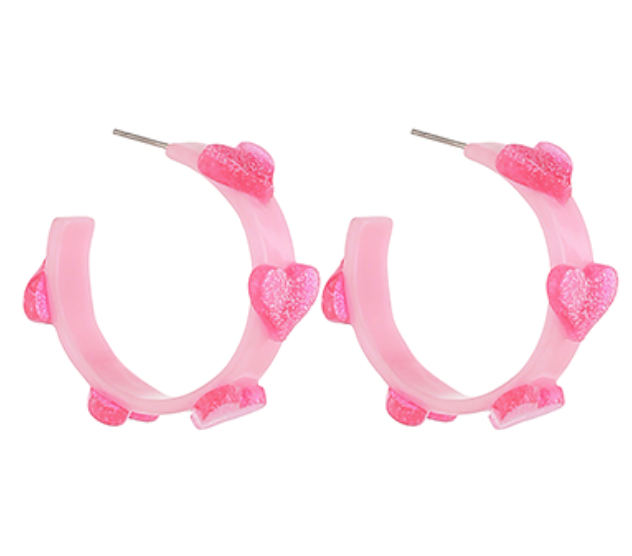 Textured Glitter Heart Hoops