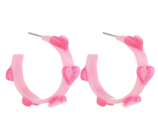 Textured Glitter Heart Hoops