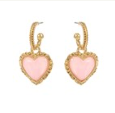 Vintage Framed Heart Dangle Hoops