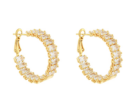 Linked Crystal Bar Hoops