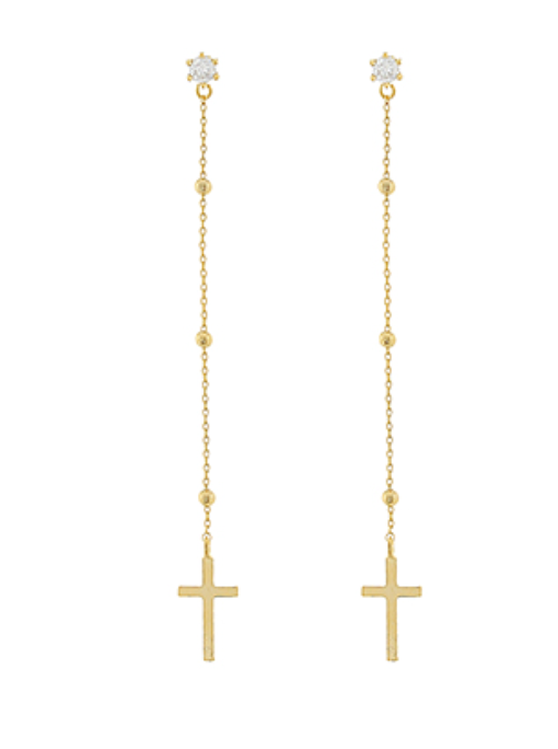 Cross Linear Drop Earrings