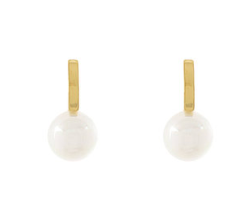 Pearl & Curved Bar Earrings