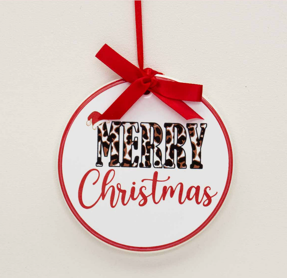 Leopard Merry Christmas Ornament