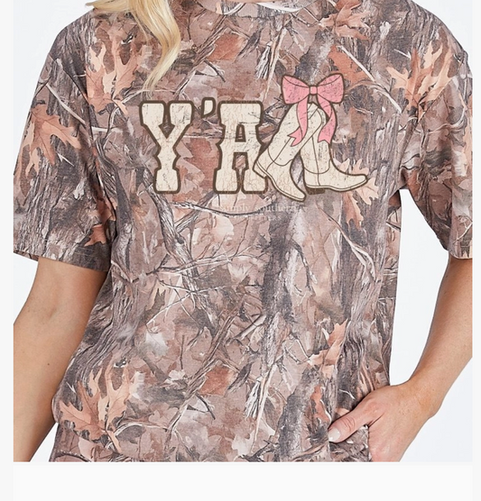 Camo "Y'all" Short Sleeve Shirt