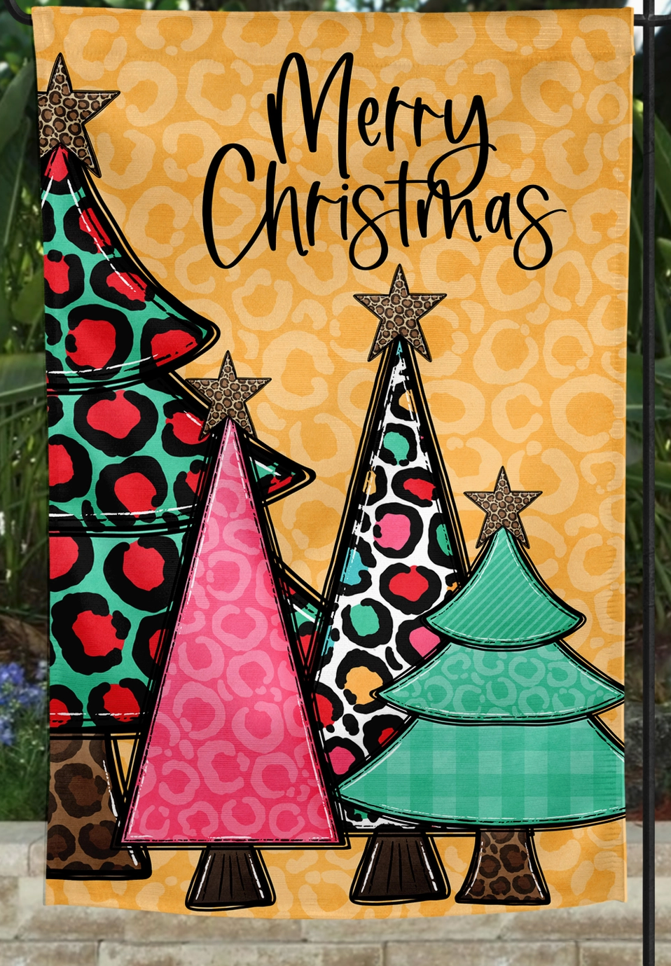 Garden Flag- Merry Christmas Fun Trees