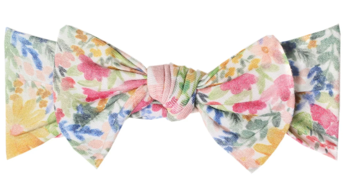 Copper Pearl Knit Headband Bow