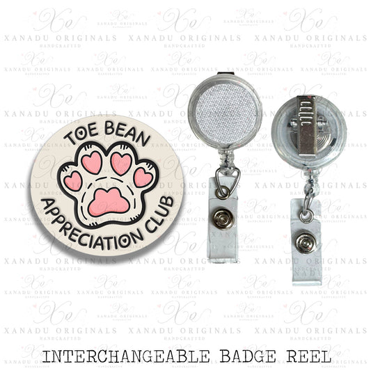 Toe Bean Interchangeable Badge Button with Reel Option