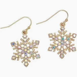 Gold Crystal Snowflake Earrings
