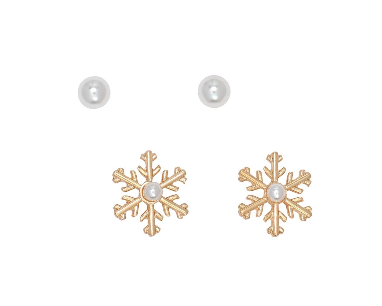 Pearls and Snowflakes Earrings Set