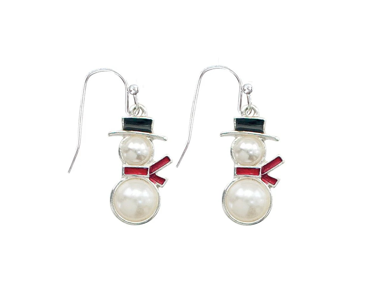 Pearl Snowman Dangle Earrings