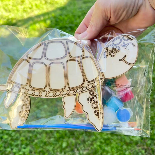 DIY Turtle Wood Magnet Paint Kit – 1 Project + 12 Paints & Brushes