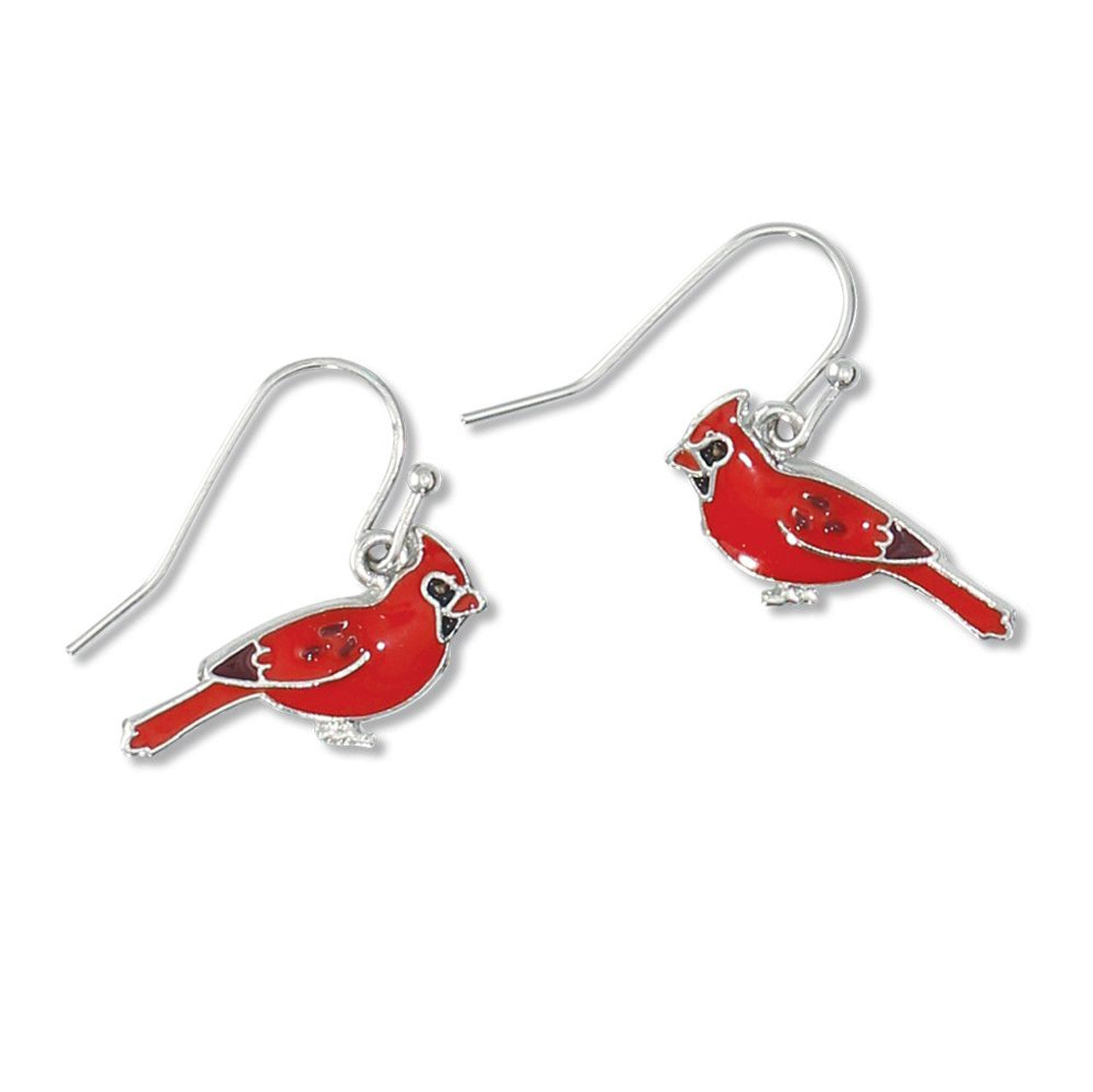 Red Enamel Cardinal Earrings