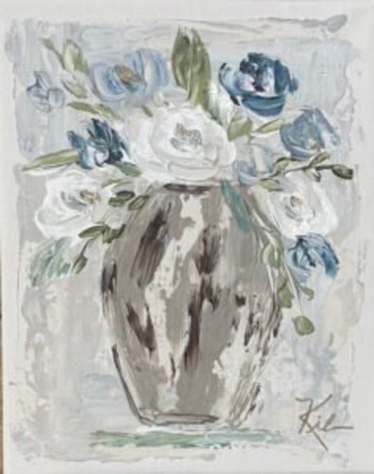 Southern Cotton Mill GA Blue & White Floral 18 X 18