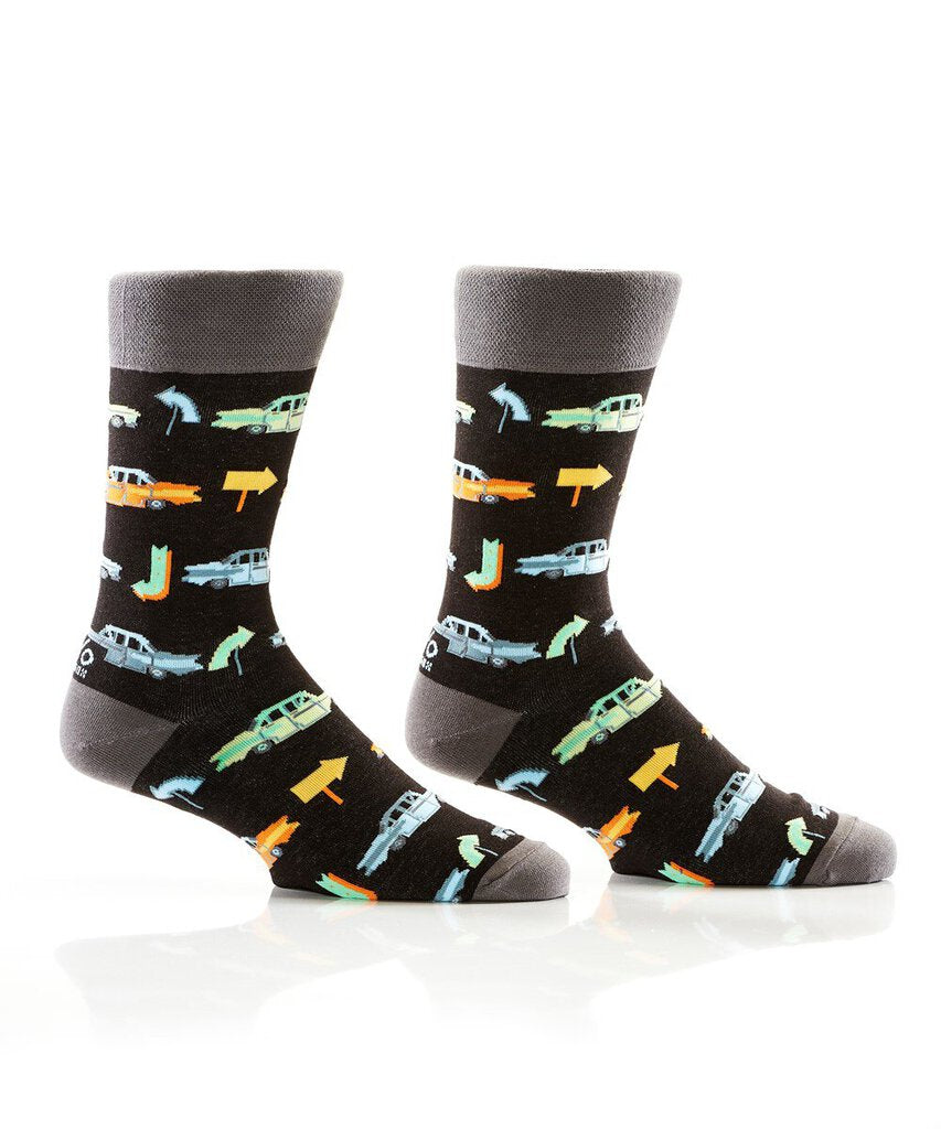 Men's Crew Sock, Vintage Cars