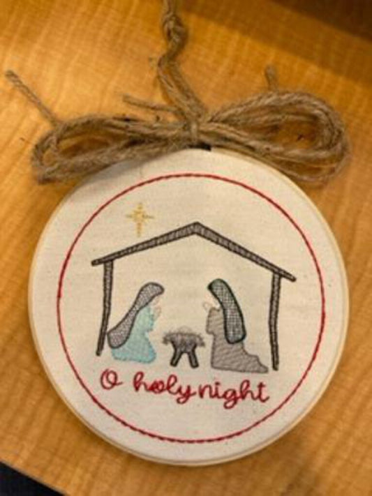 Nativity Embroidered Ornament 6" Hoop