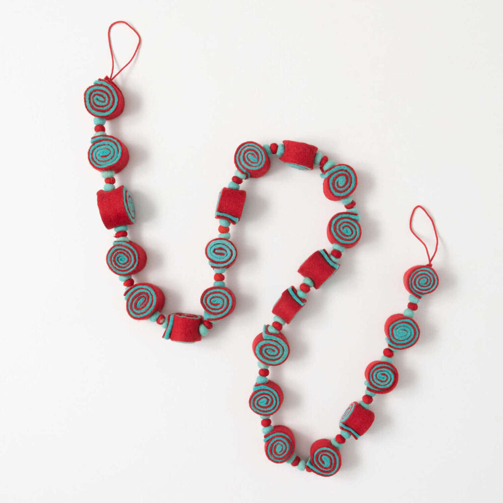 Red and Blue Felt Candy Garland