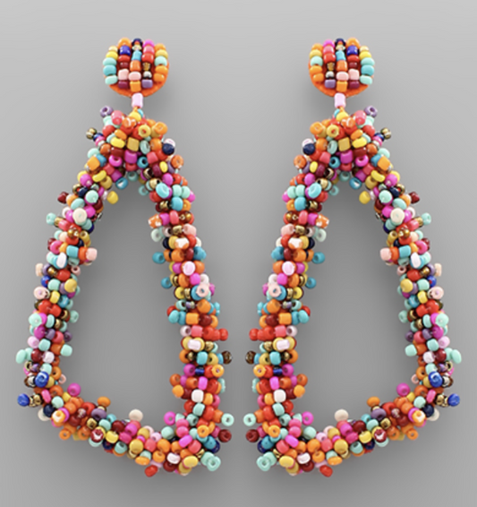 Beaded Teardrop Earrings- Multicolor