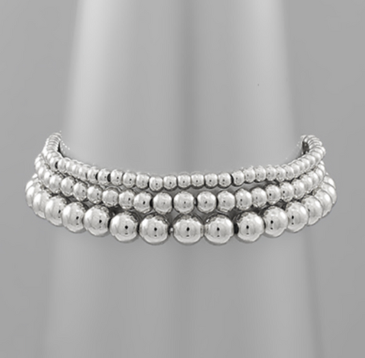 Three Row Metal Ball Bracelet