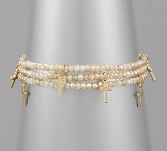 Cross Charm Bead Bracelet