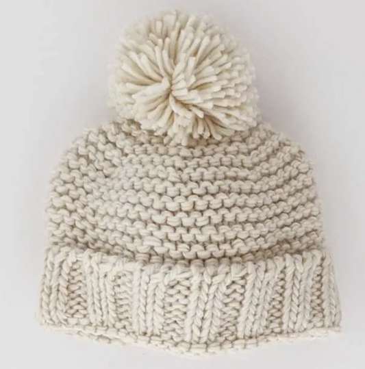 Natural Garter Stitch Beanie