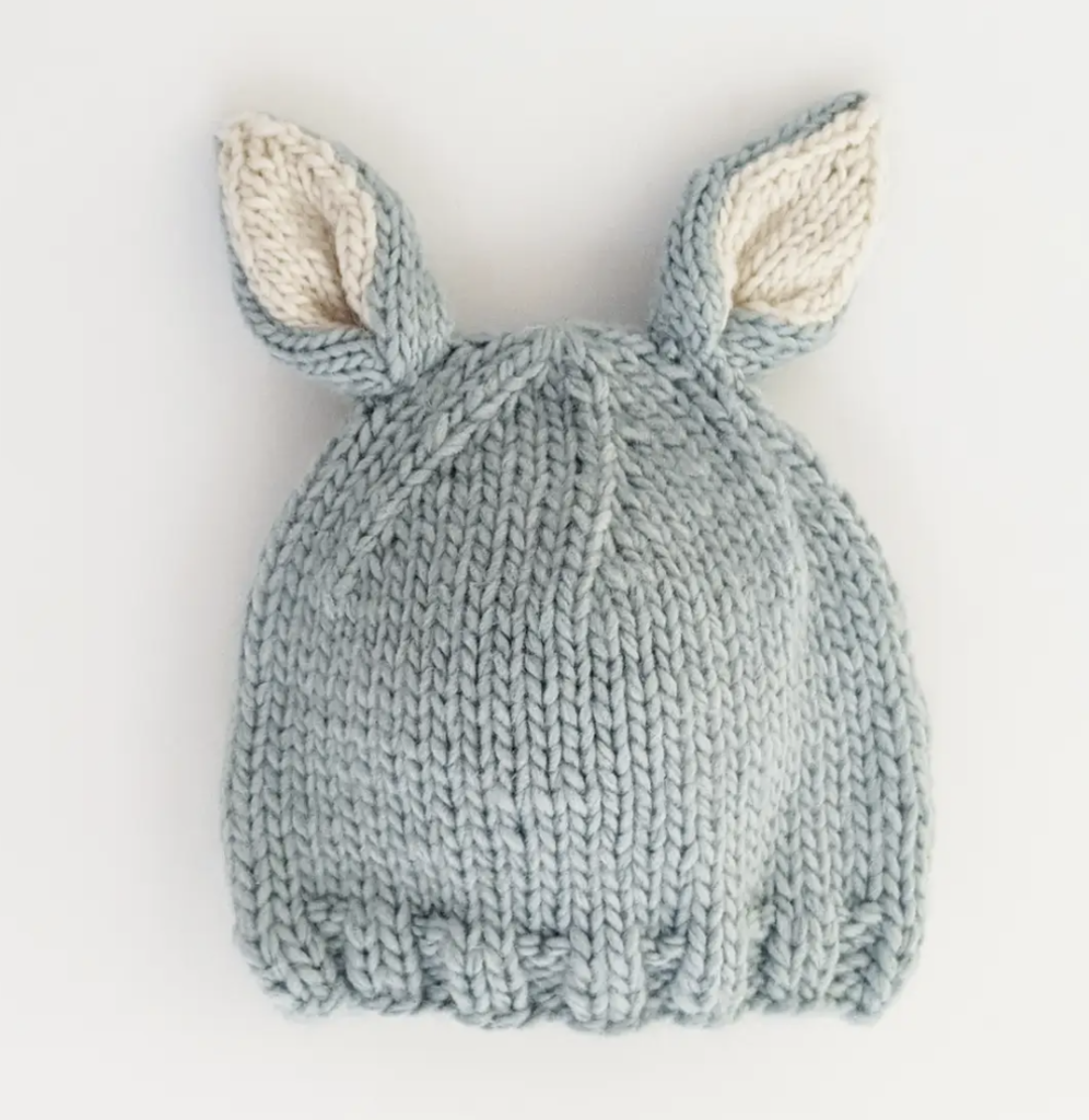 Bunny Ears Blue Beanie Hat- 0-6mo