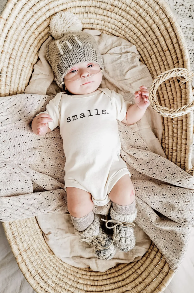 "hi" Pebble Brown Hand Knit Beanie Hat- Newborn