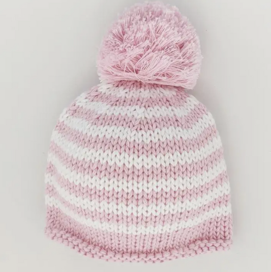 Newborn Pink Pom Pom Beanie Hat