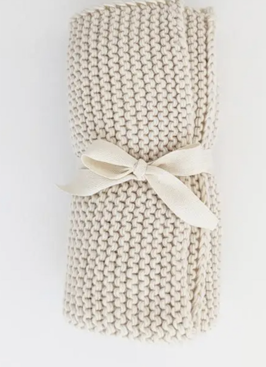 Natural Garter Stitch Blanket- 24"x24"