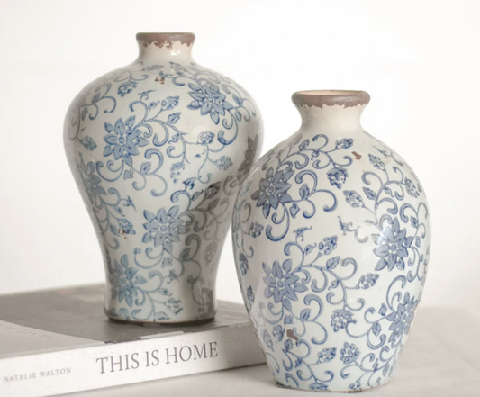 Large Vintage Floral Vase