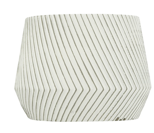 Carved Stripe Pot- White/Gray