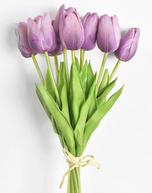 Purple Tulip Bunch- Set of 9