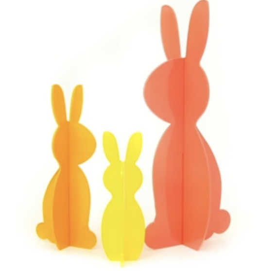 Acrylic Bunny Decor- Set of 3- Orange