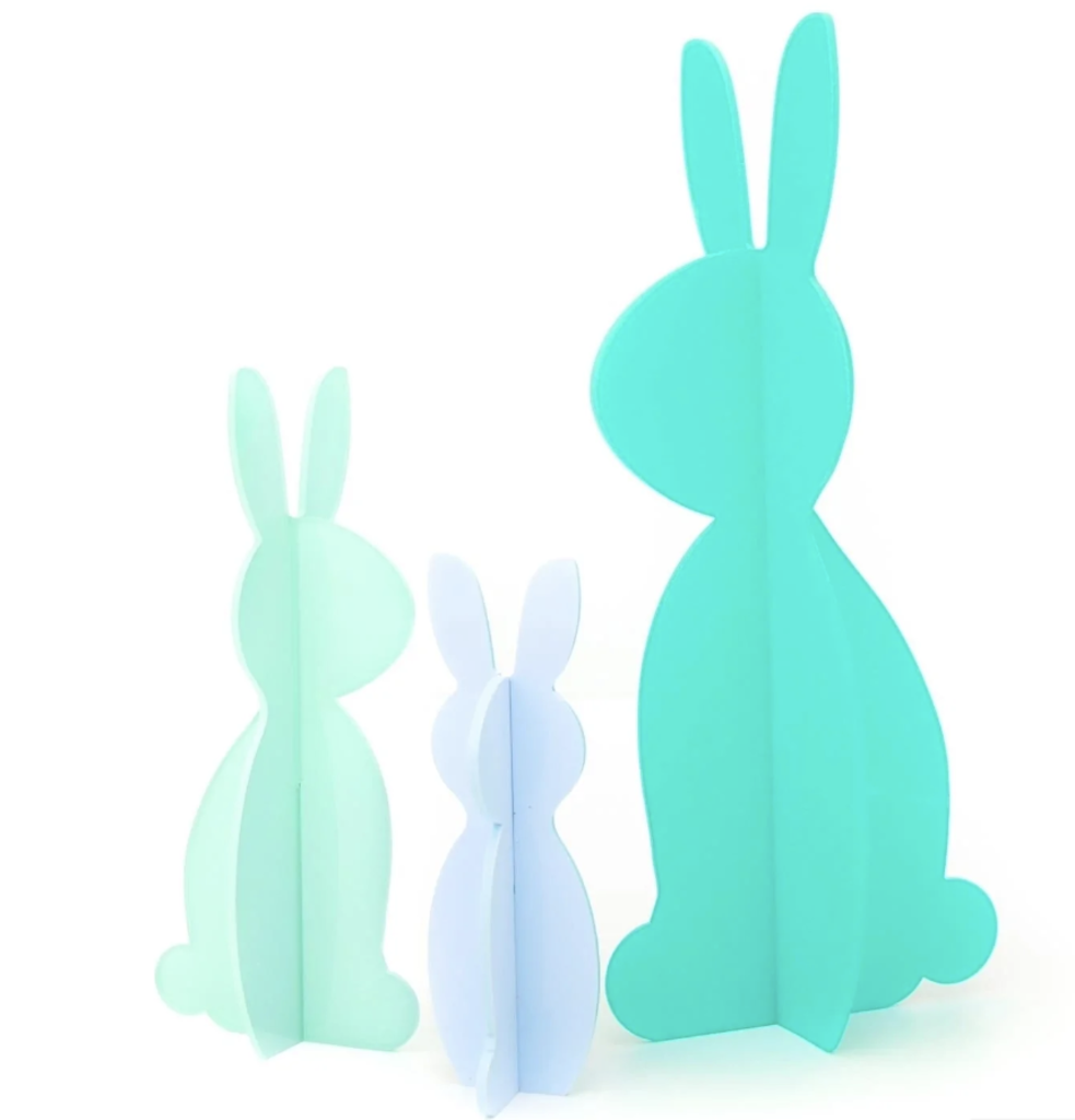 Acrylic Bunny Decor- Set of 3- Blue