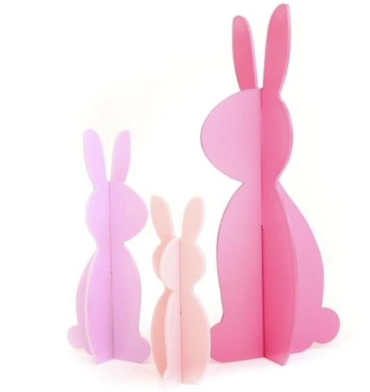 Acrylic Bunny Decor- Set of 3- Pink