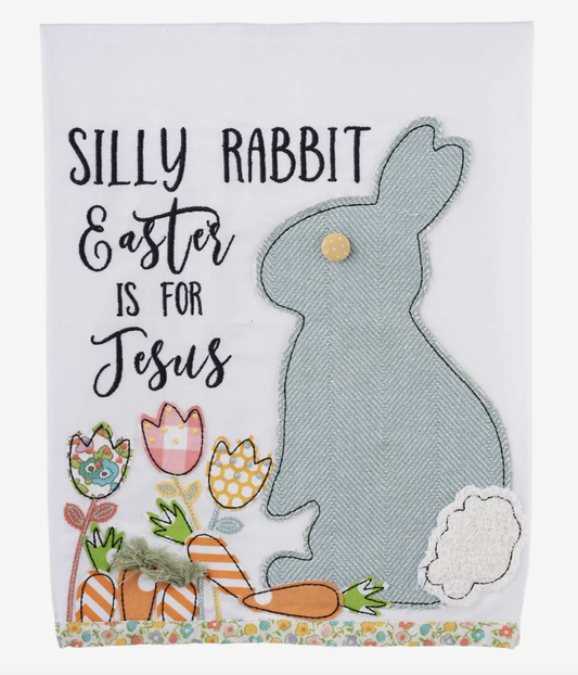 Silly Rabbit Carrot Patch Easter Tea Towel