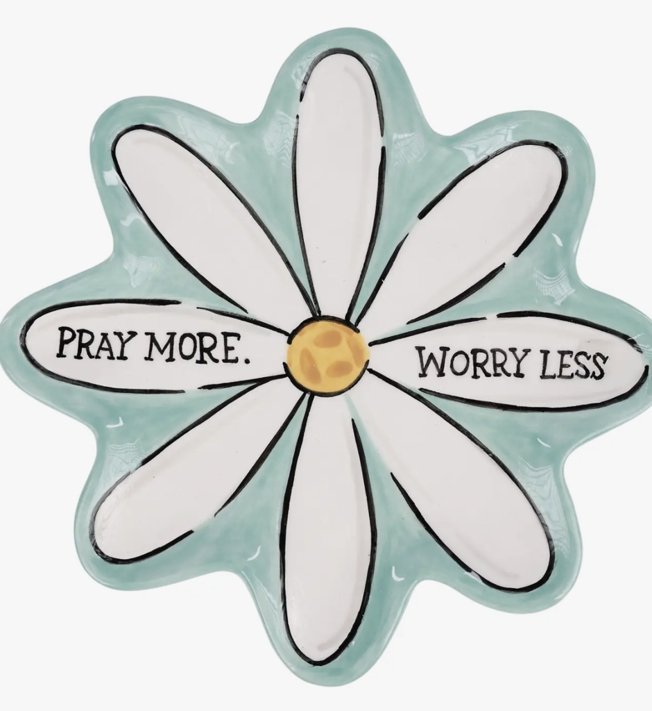 Pray More Worry Less Daisy Trinket Tray