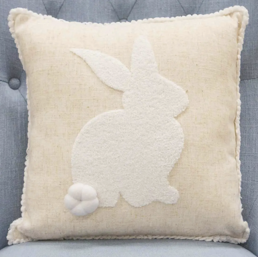 Cottontail Bunny Pillow- Oat/White