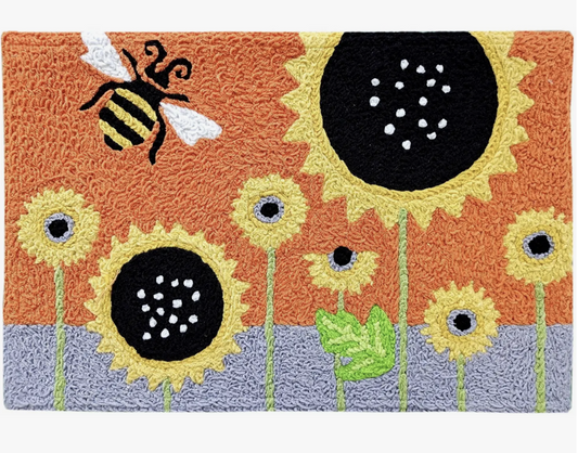 Bumble Bee and Sunflower Jellybean Rug 20" X 30"