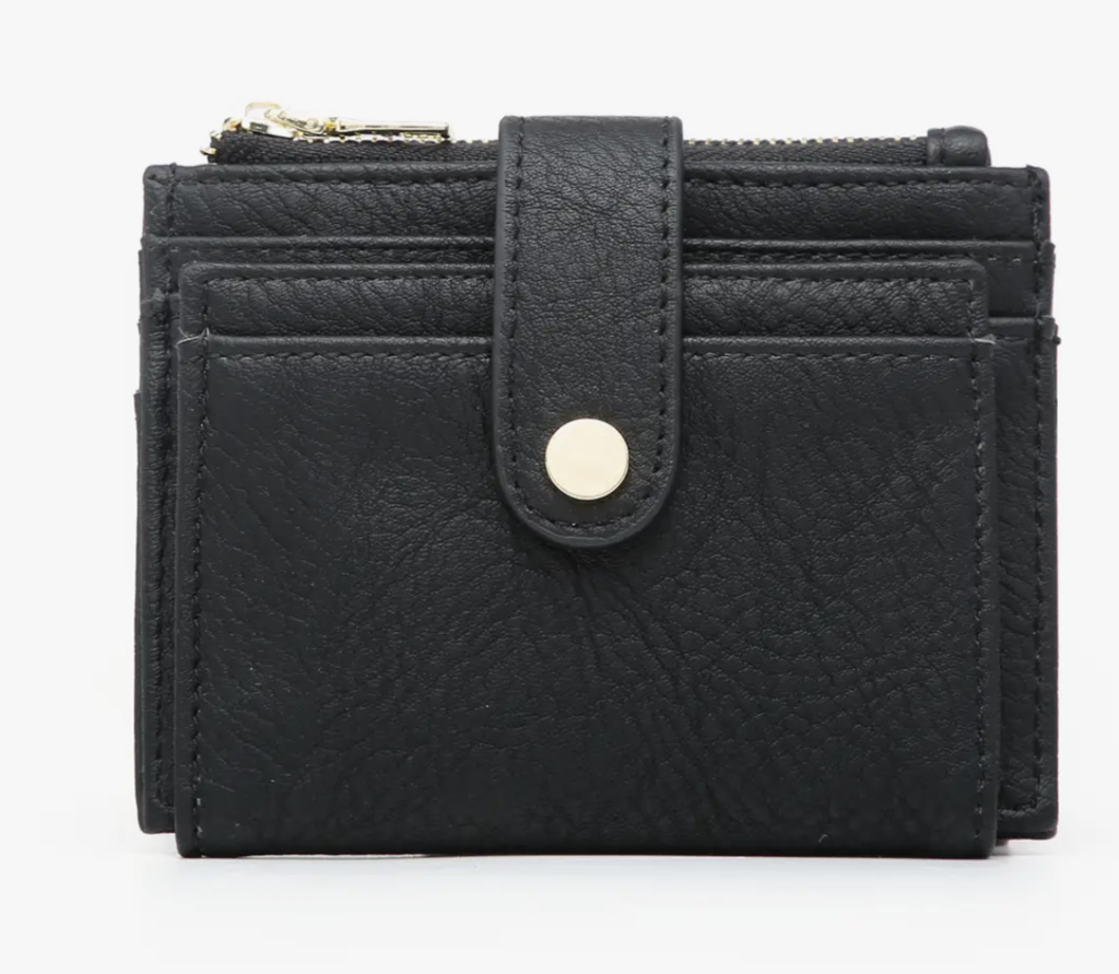 Sam Mini Snap Wallet/Card Holder- Black