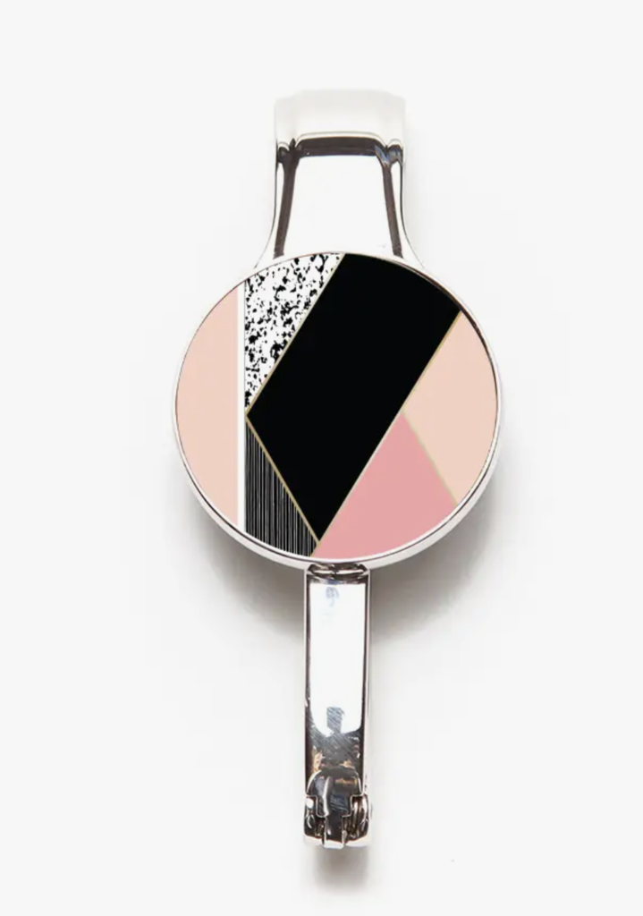 Purse Key Holder-Pink/Black Abstract