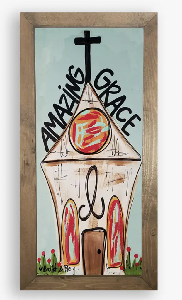 Amazing Grace Framed Art- 12x24