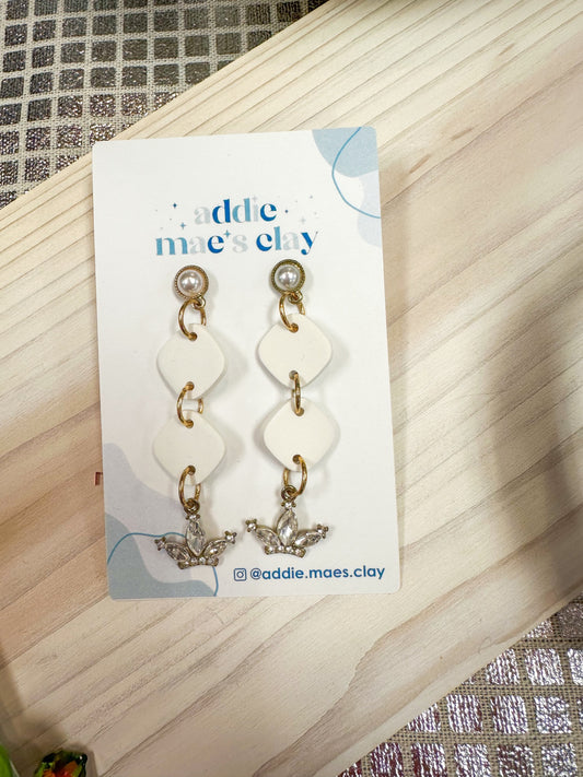 White 3 Tier Dangles with Pearl - 1