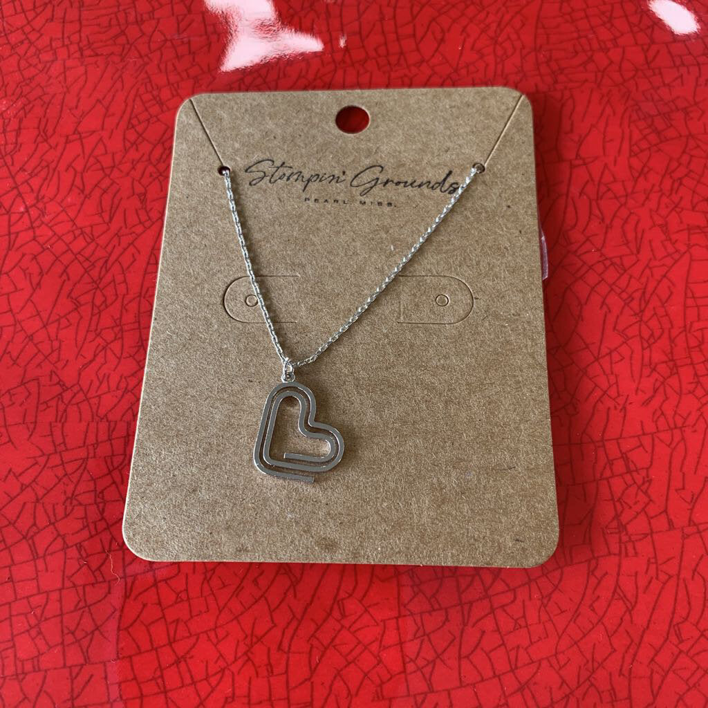 Rhodium Heart Clip Necklace