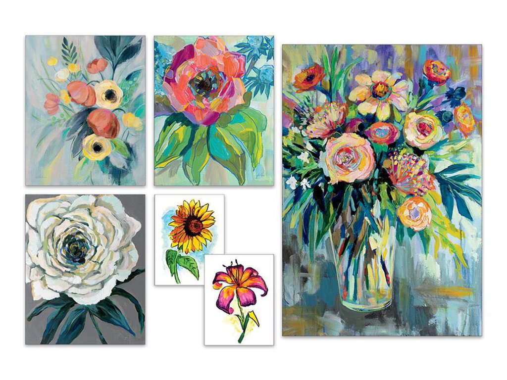 Flowers 1 Multi Canvas Art Kit Chirpwood Studios