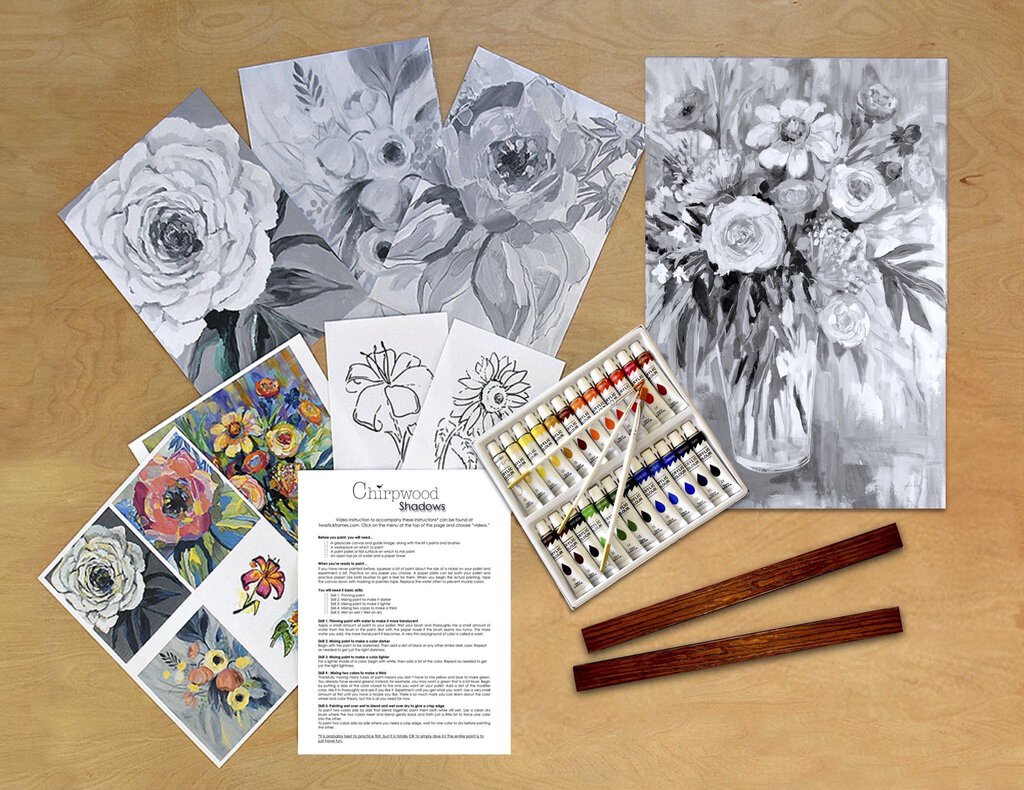 Flowers 1 Multi Canvas Art Kit Chirpwood Studios